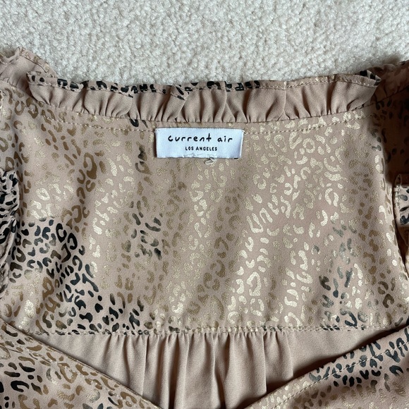 Tan Leopard Print Button Down Blouse - Picture 3 of 8